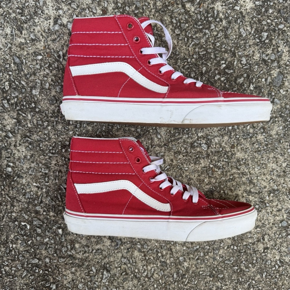 Vans Sk8-Hi Racing Red Men's 9‎ Women's 10.5 Sneaker Skater Canvas Hi-Top Shoes - Picture 7 of 10